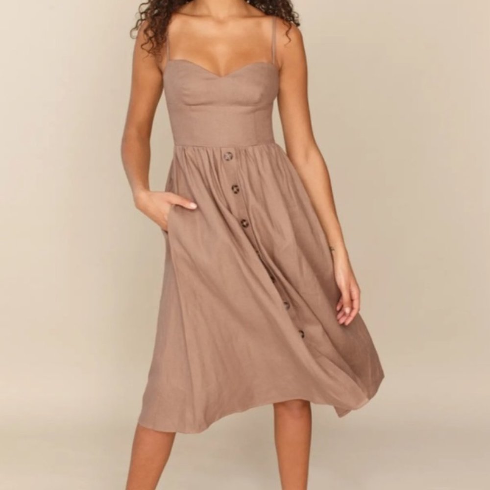 Reformation Cale Linen dress in Clay